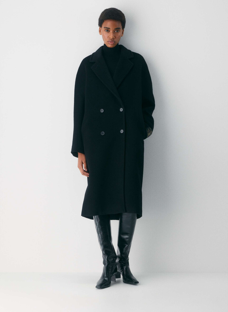 cappotto the slouch - morbido cashmere in lana nero