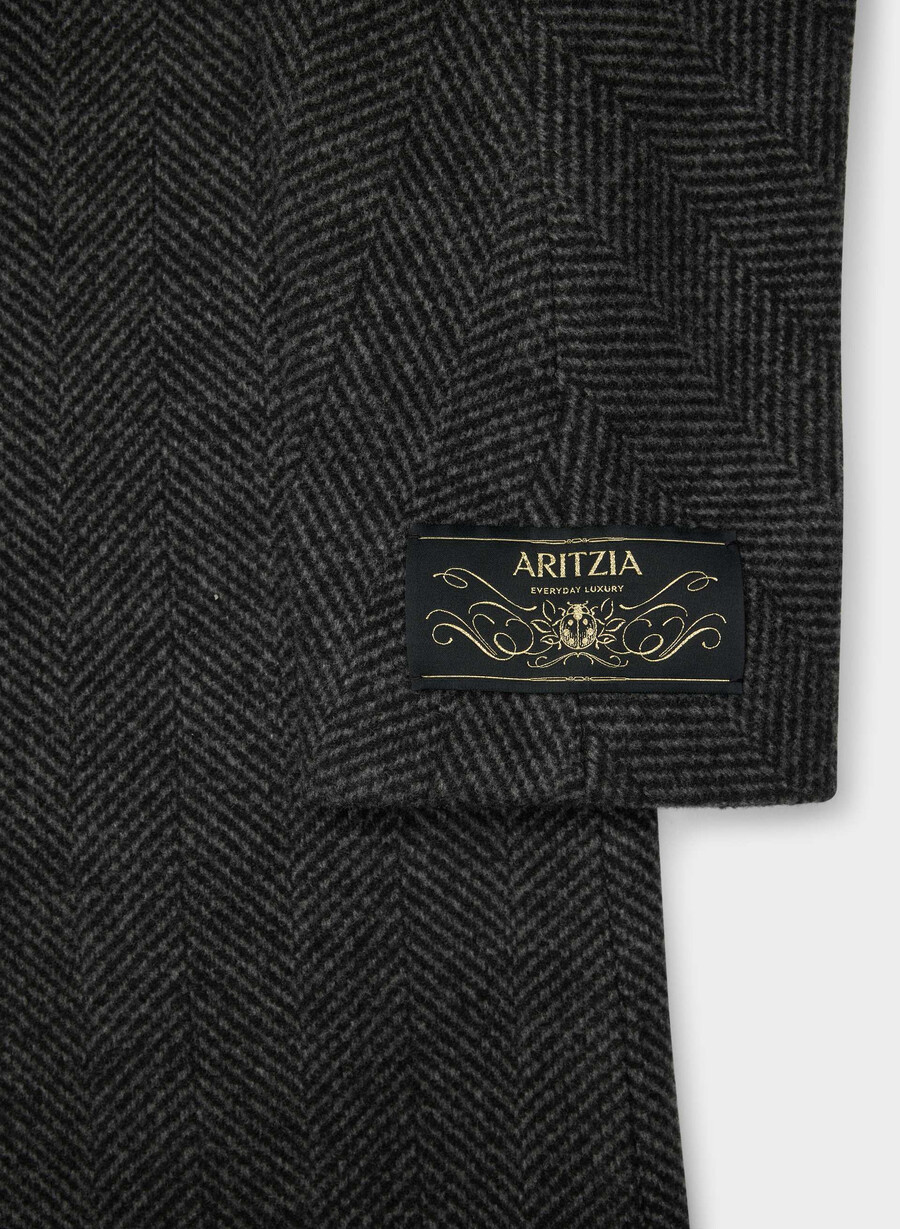 cappotto the slouch - morbido cashmere in lana e lino herringbn nerogrigio
