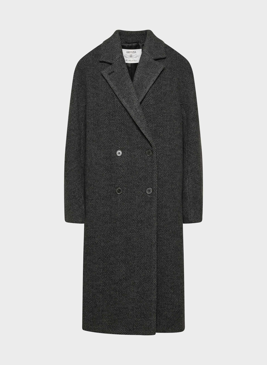 cappotto the slouch - morbido cashmere in lana e lino herringbn nerogrigio