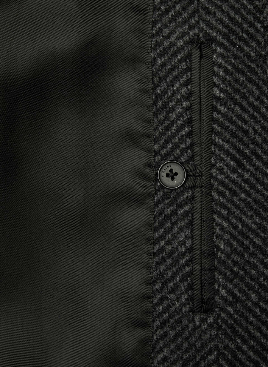 cappotto the slouch - morbido cashmere in lana e lino herringbn nerogrigio
