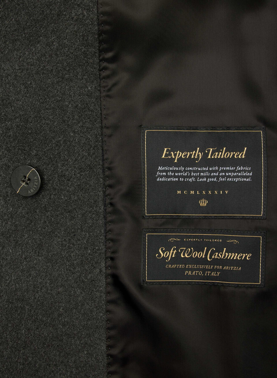 cappotto the slouch - morbido cashmere in lana e nero melange