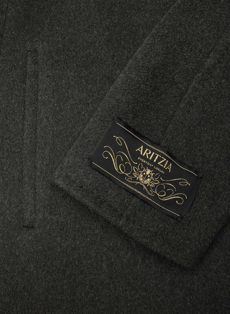 cappotto the slouch - morbido cashmere in lana e nero melange