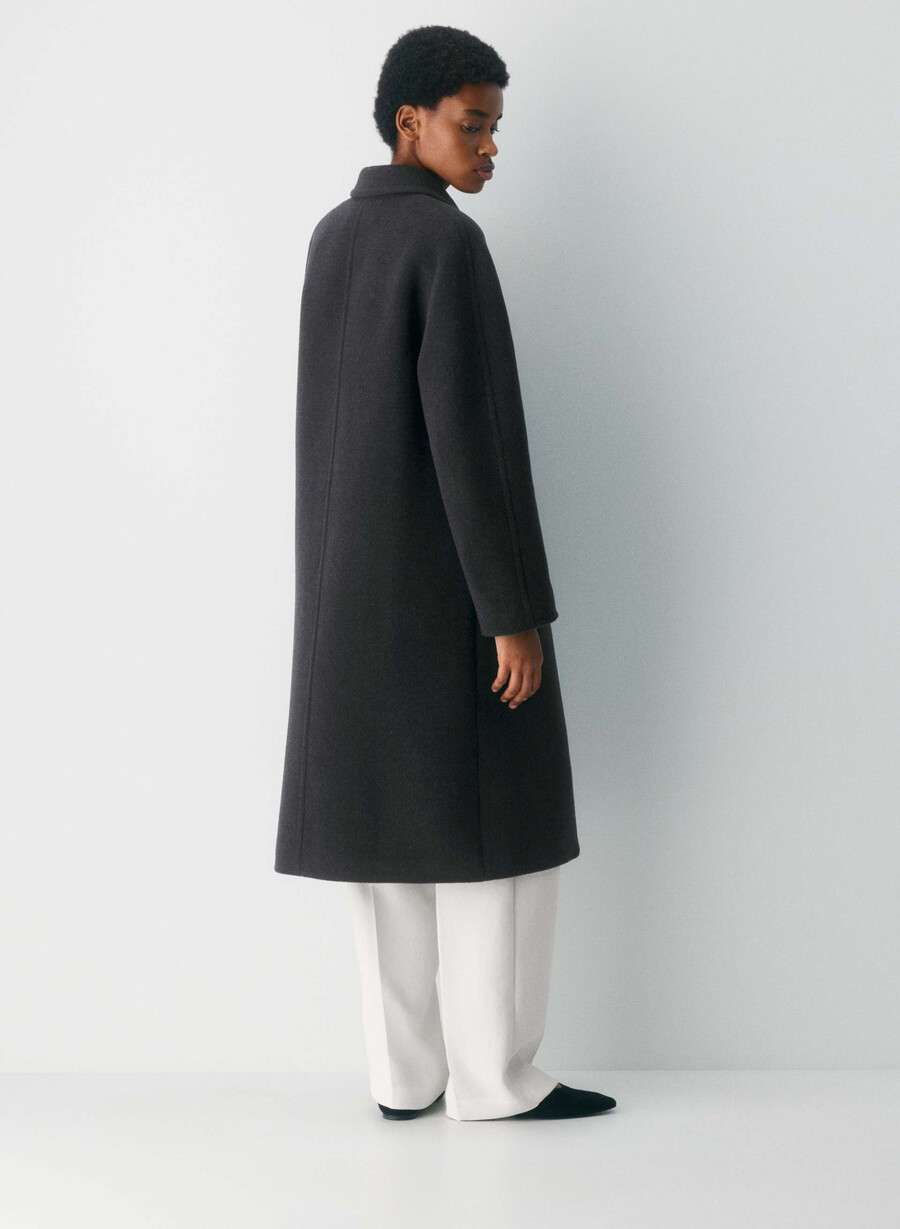 cappotto the slouch - morbido cashmere in lana e nero melange