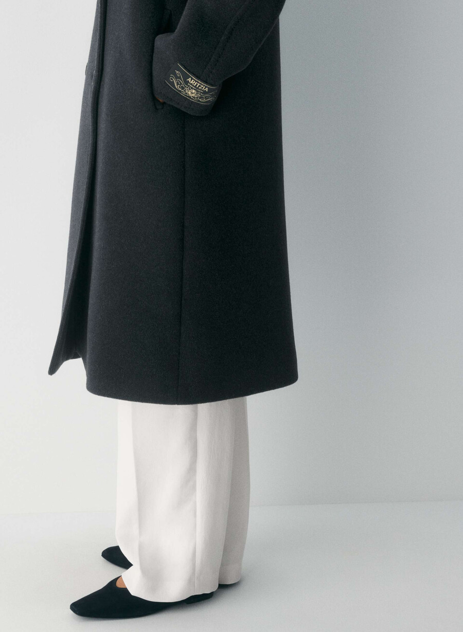 cappotto the slouch - morbido cashmere in lana e nero melange