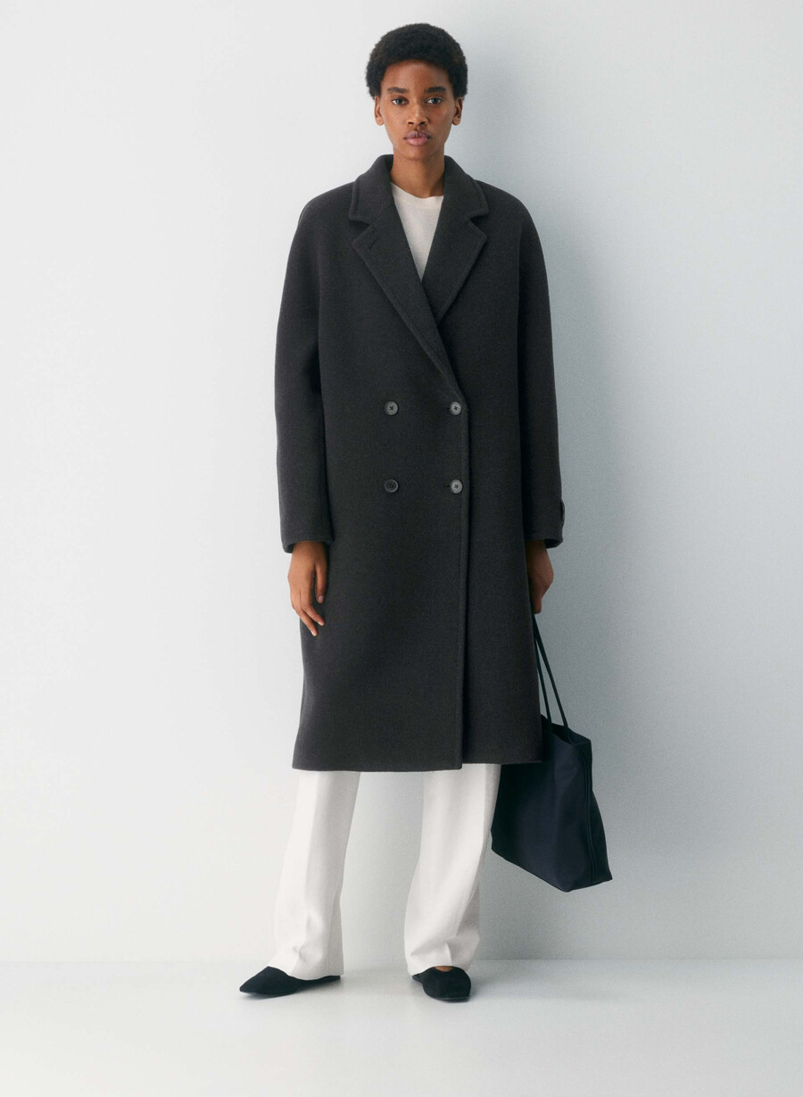 cappotto the slouch - morbido cashmere in lana e nero melange
