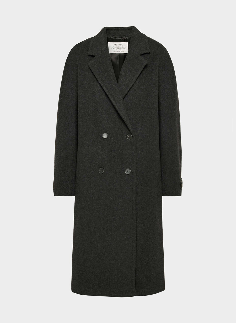 cappotto the slouch - morbido cashmere in lana e nero melange