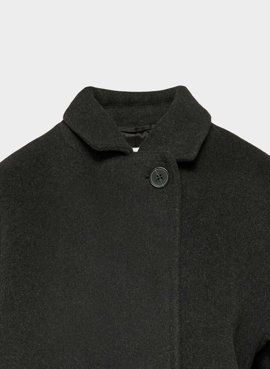 cappotto the slouch - morbido cashmere in lana e nero melange
