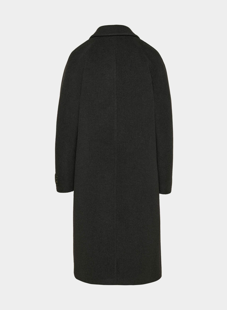 cappotto the slouch - morbido cashmere in lana e nero melange
