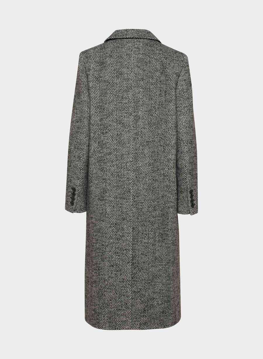 cappotto the constant - morbido cashmere in lana e cashmere herringbone blkwht