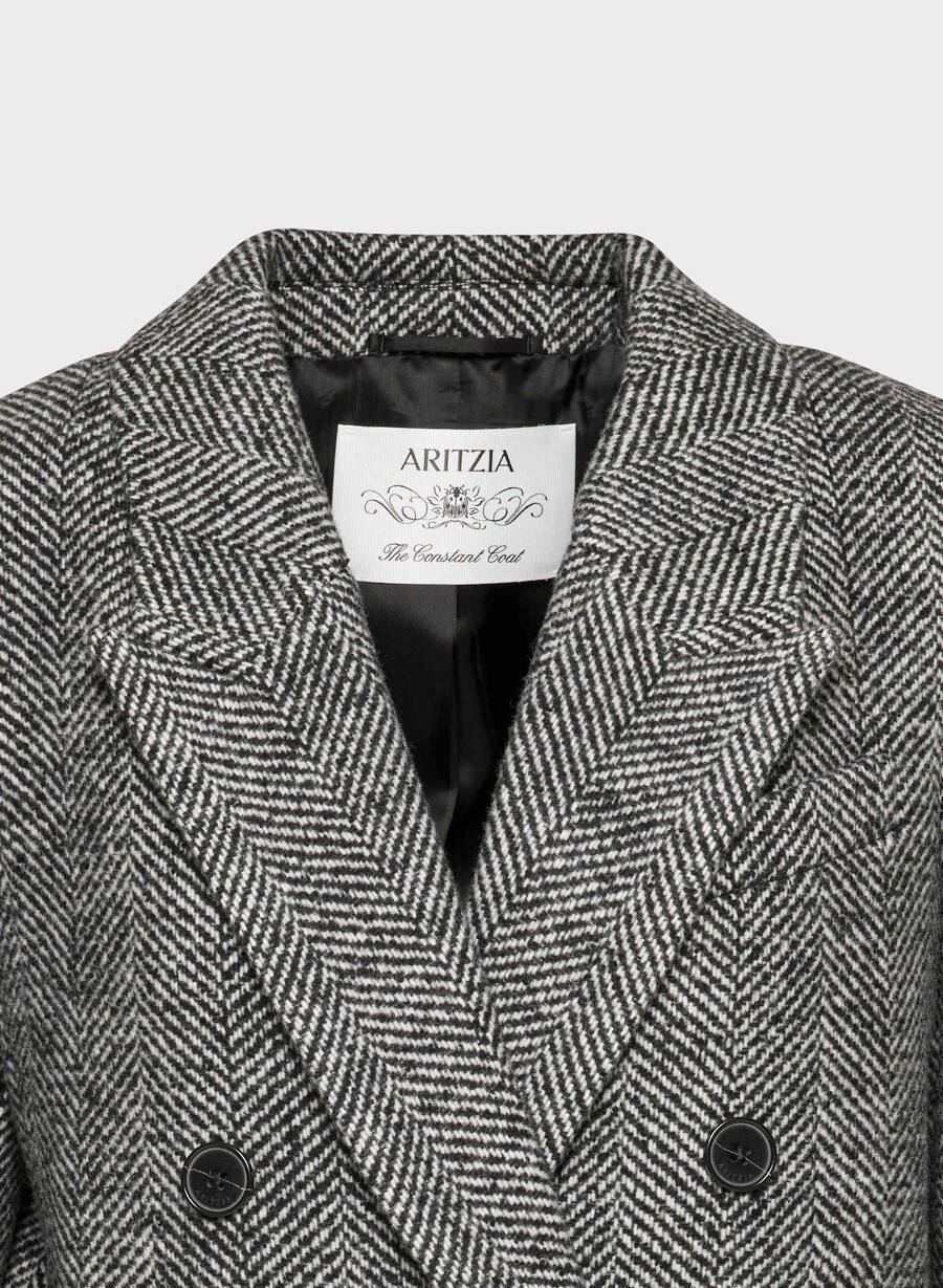 cappotto the constant - morbido cashmere in lana e cashmere herringbone blkwht