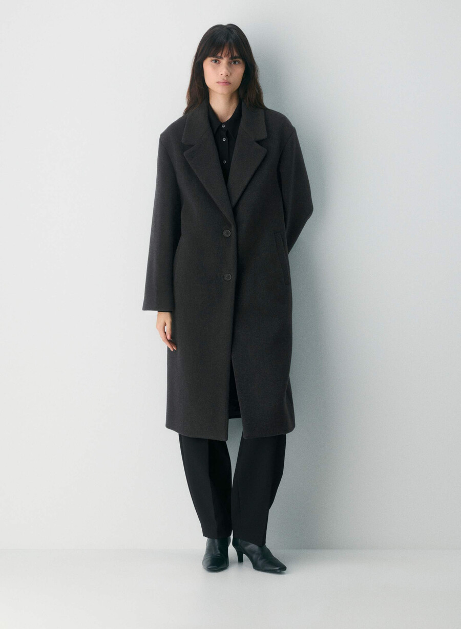 the only coat - morbido cashmere in lana e nero melange