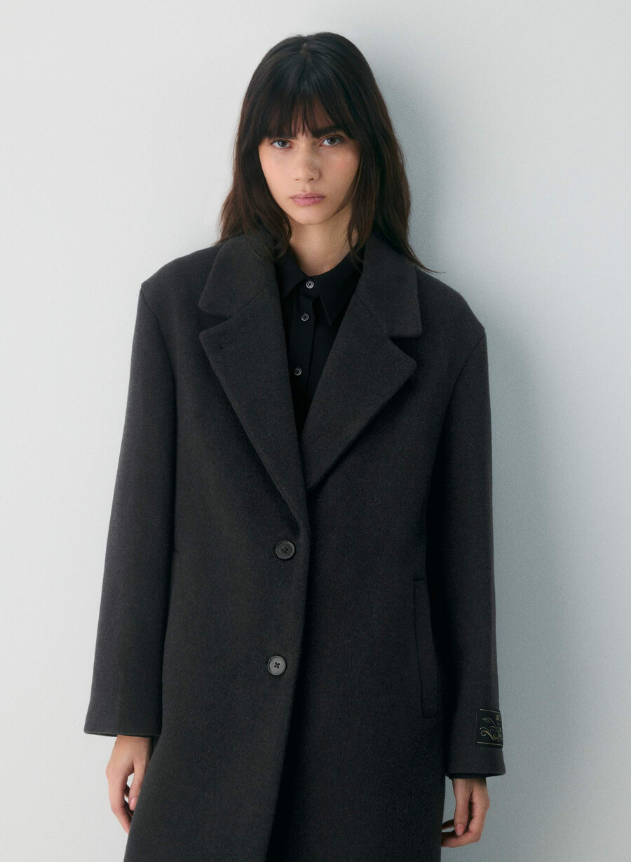 the only coat - morbido cashmere in lana e nero melange