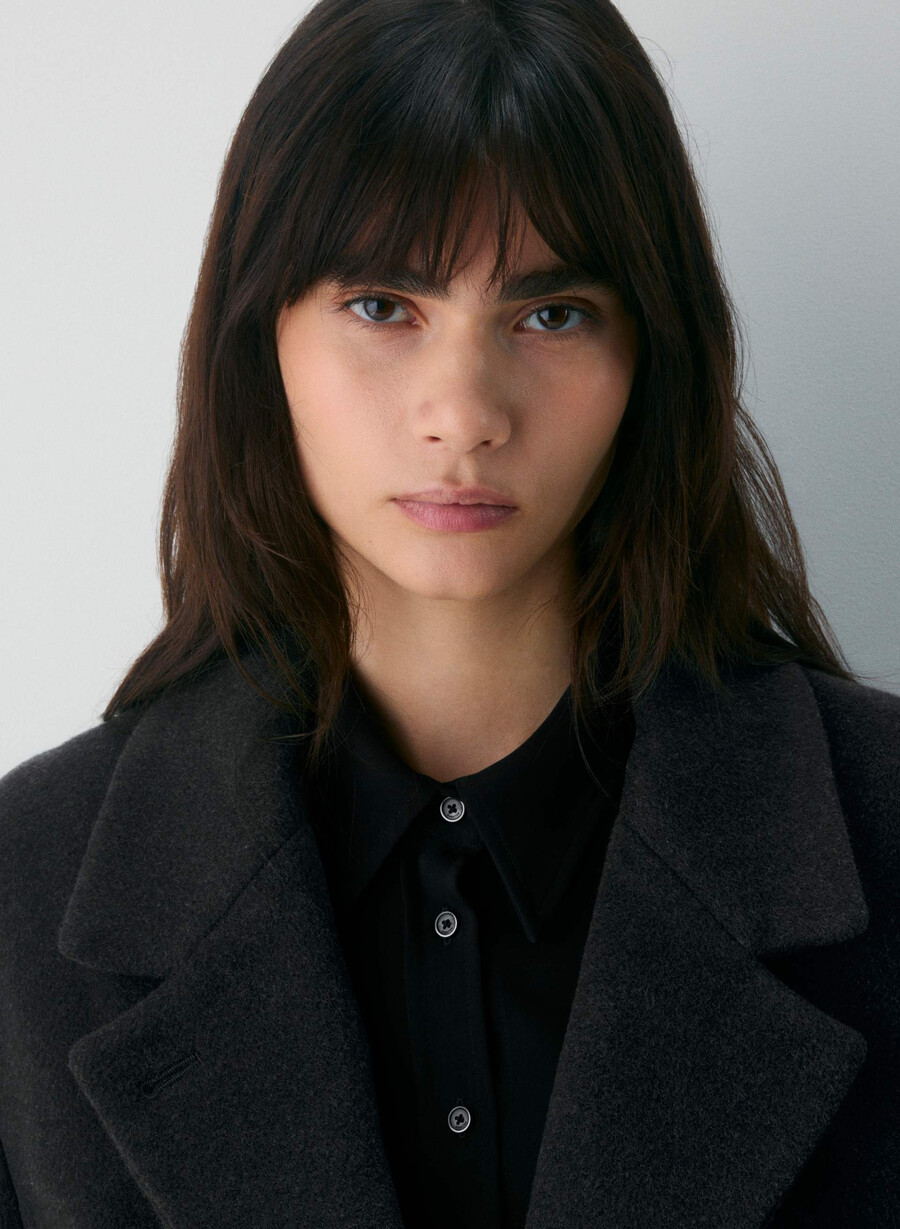 the only coat - morbido cashmere in lana e nero melange