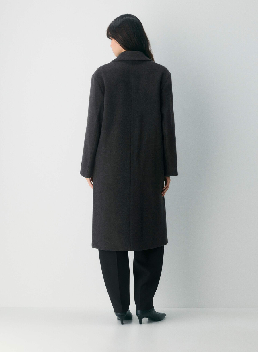 the only coat - morbido cashmere in lana e nero melange