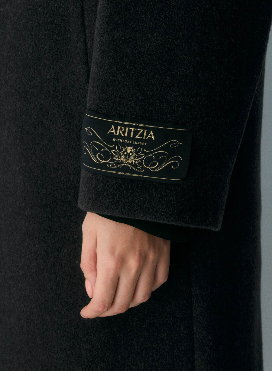 the only coat - morbido cashmere in lana e nero melange