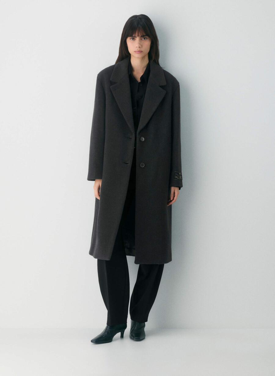 the only coat - morbido cashmere in lana e nero melange