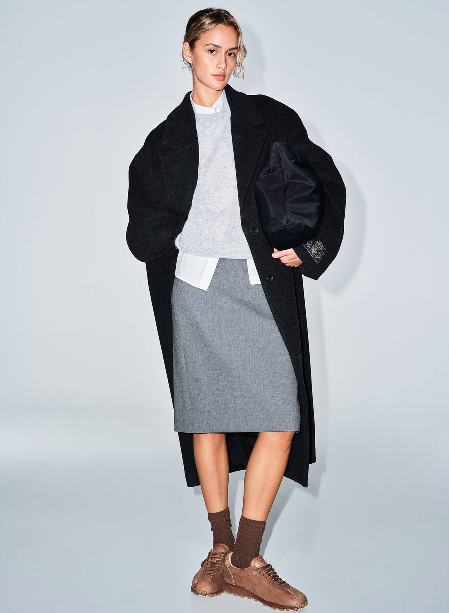 the only coat - morbido cashmere in lana e nero melange