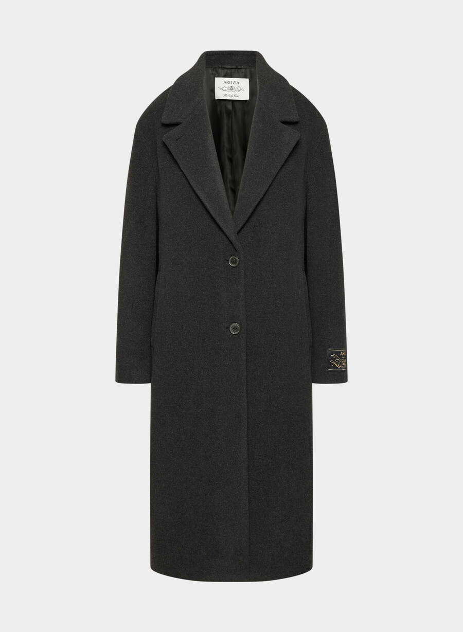 the only coat - morbido cashmere in lana e nero melange