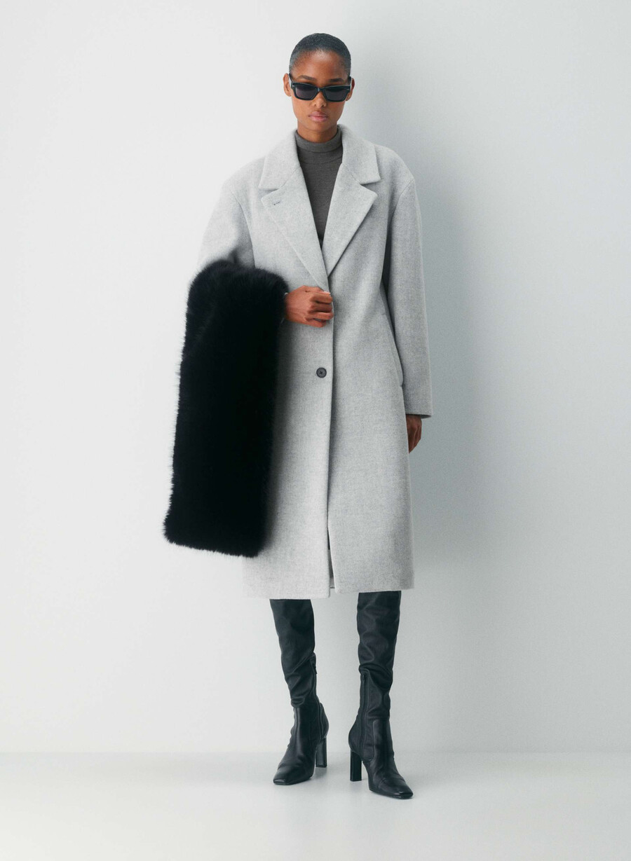 the only coat - morbido cashmere di lana e melange grigio chiaro