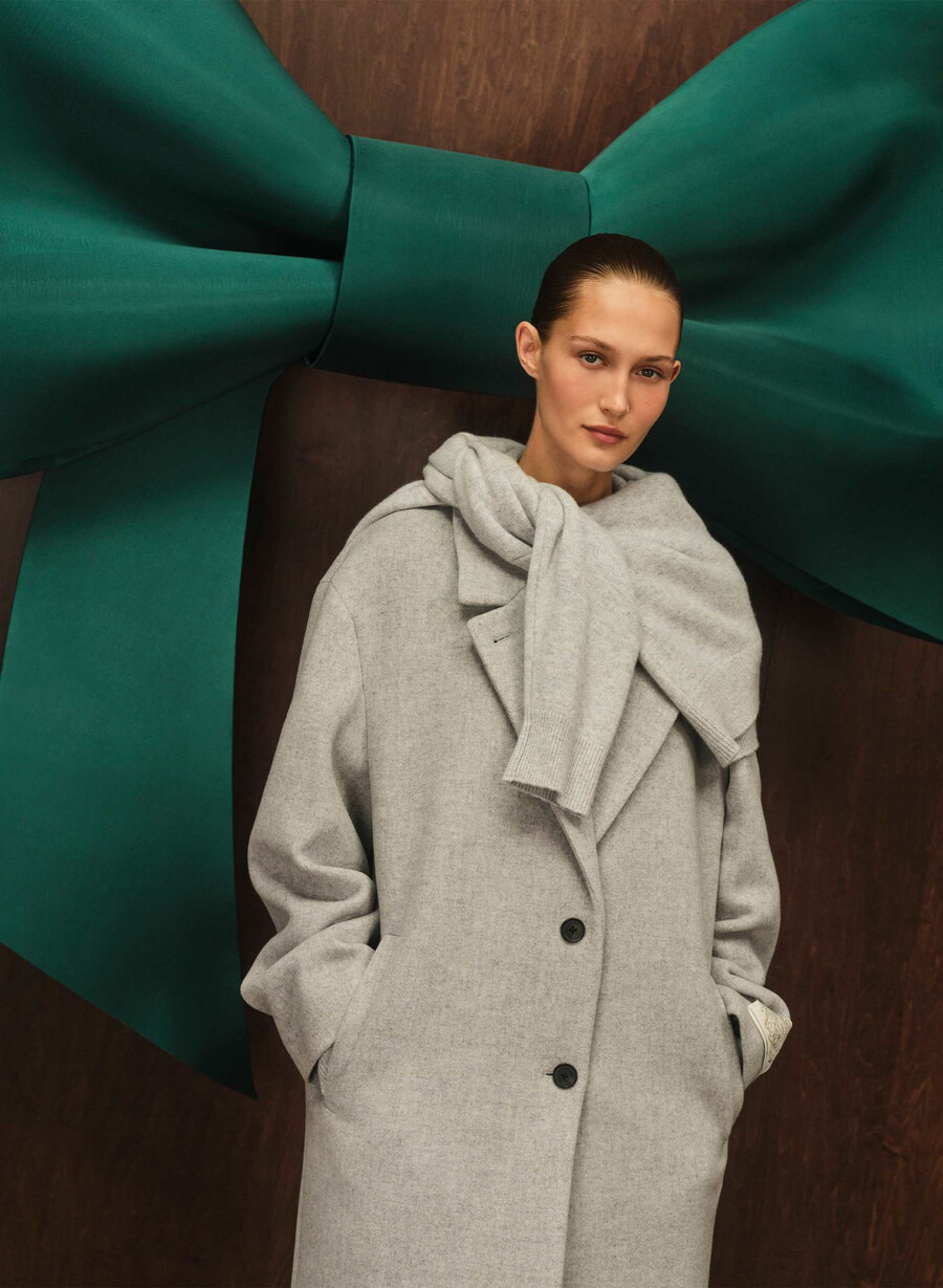 the only coat - morbido cashmere di lana e melange grigio chiaro