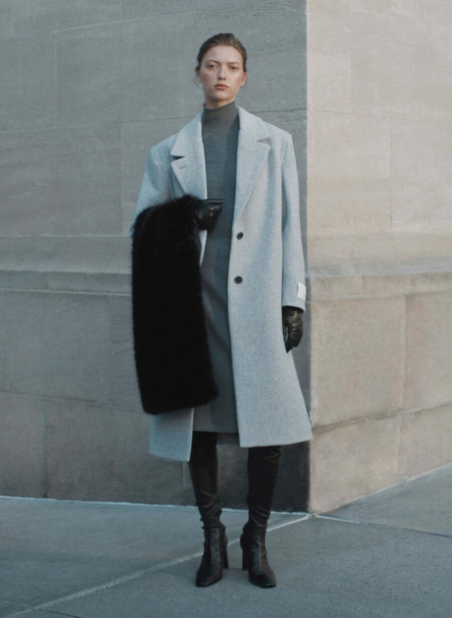 the only coat - morbido cashmere di lana e melange grigio chiaro