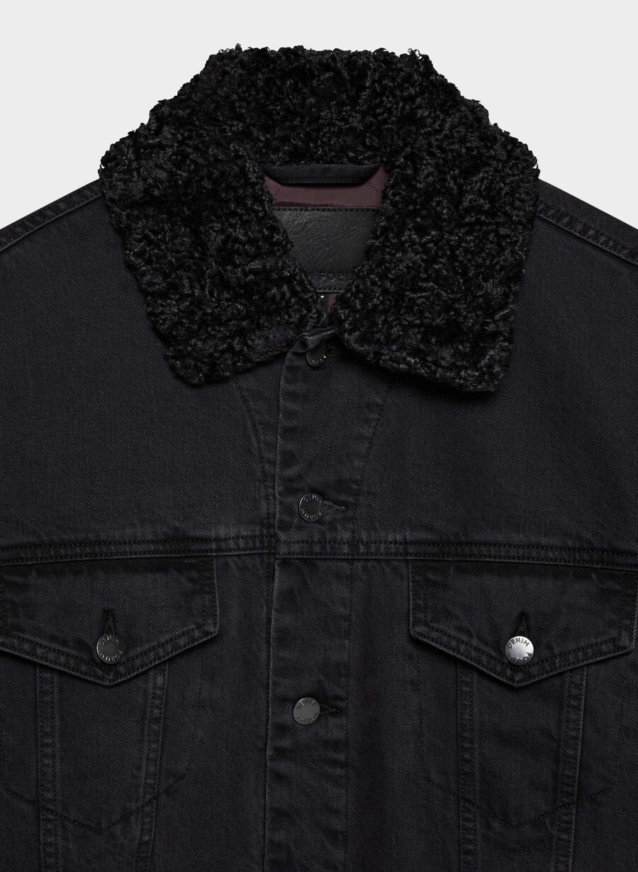 denim forum giacca in denim sherpa vintage anni 90 eyeliner nero