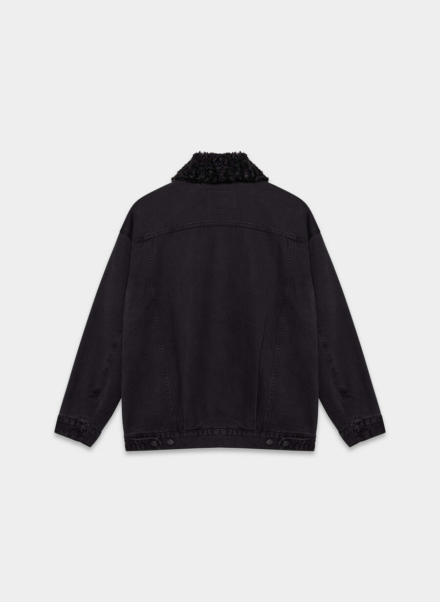 denim forum giacca in denim sherpa vintage anni 90 eyeliner nero