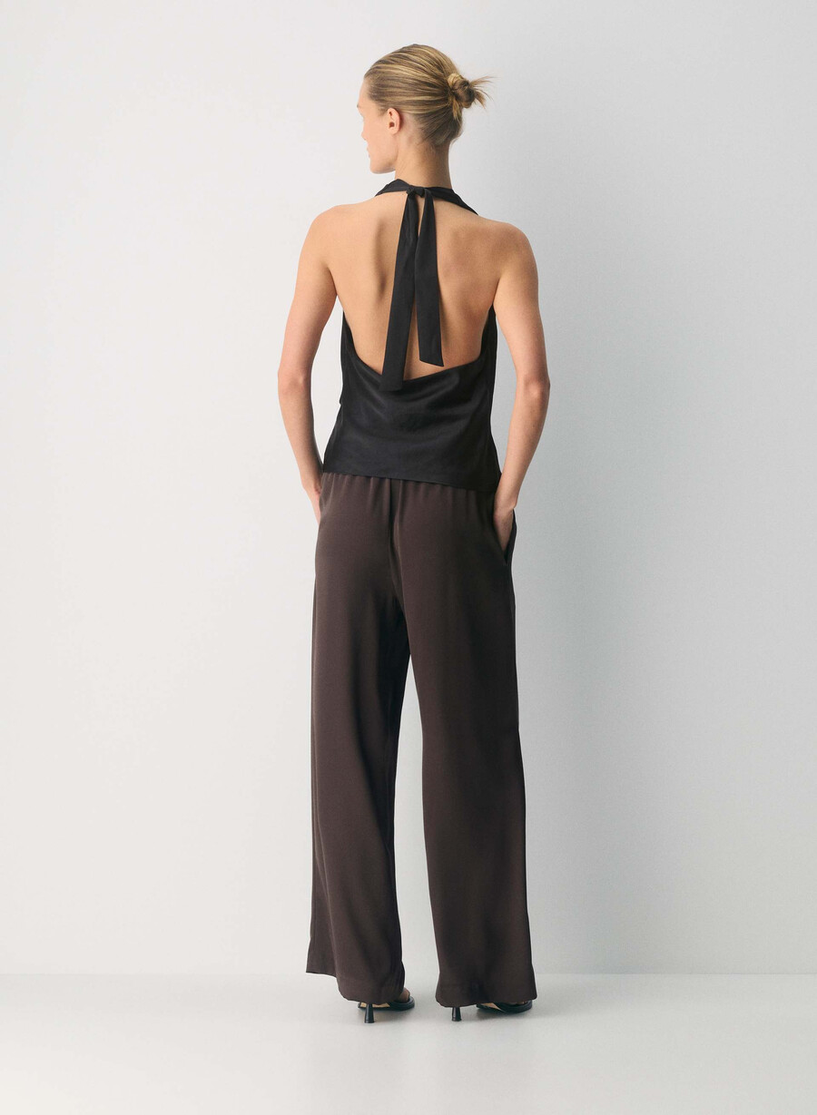 the lodge pant - satin rich mocha brown