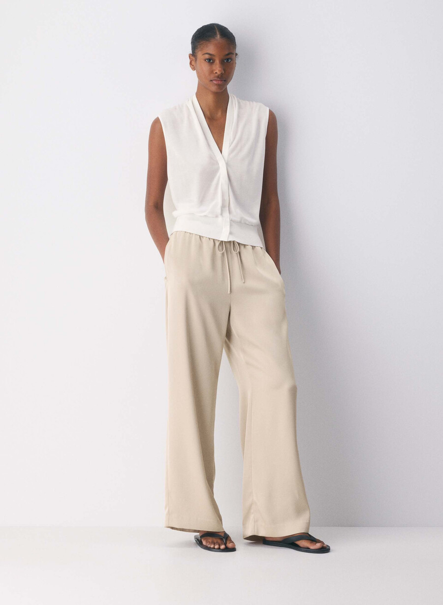 the lodge pant - satin marcona beige