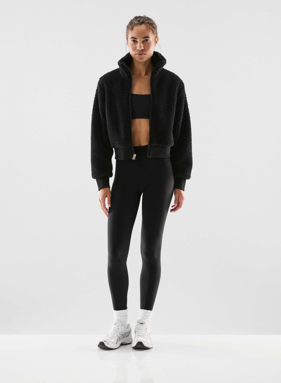 seasons mockneck zip-up nero