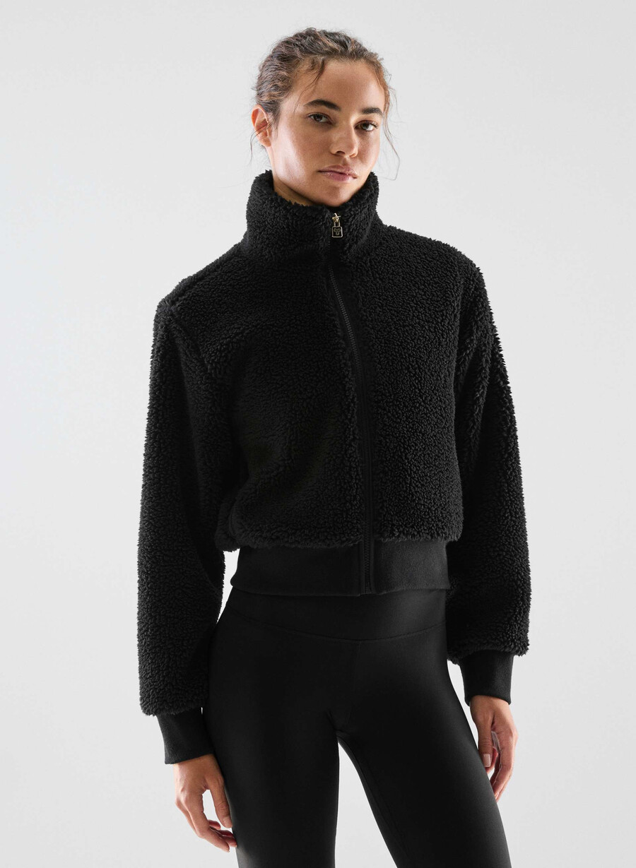 seasons mockneck zip-up nero
