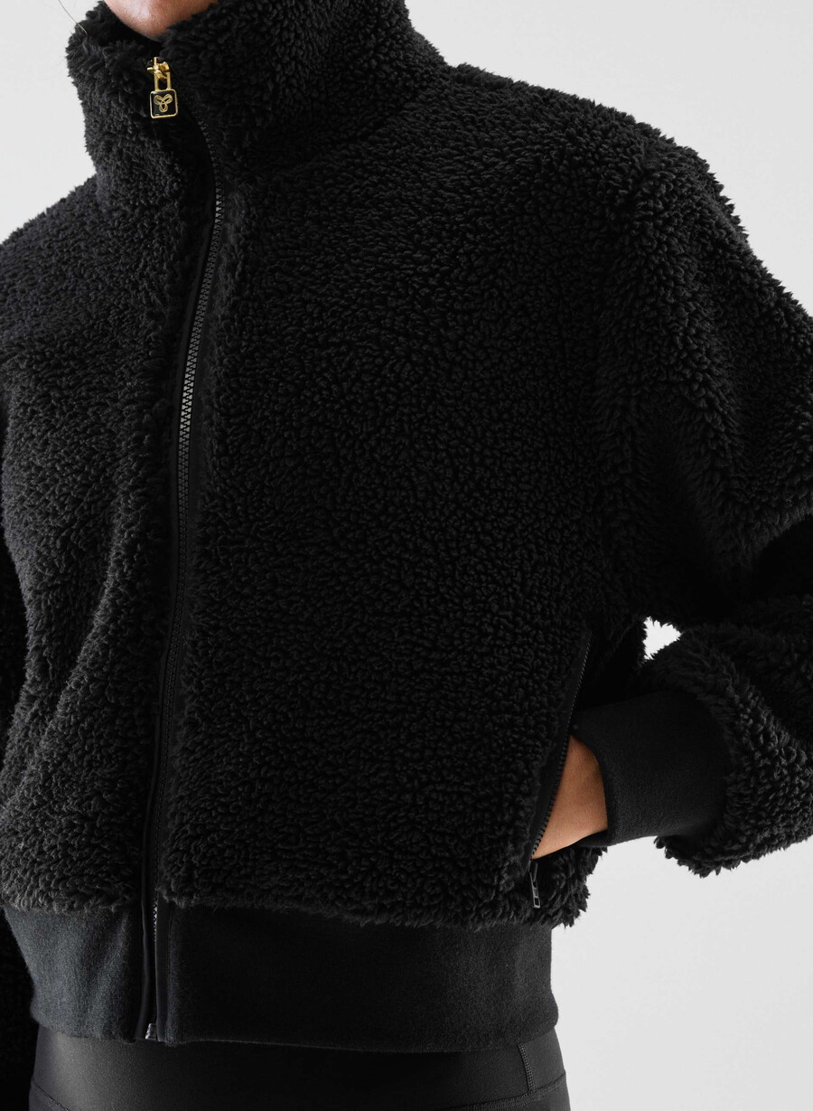seasons mockneck zip-up nero