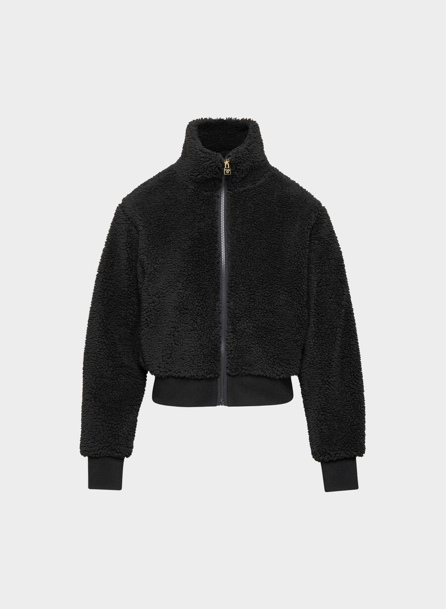 seasons mockneck zip-up nero