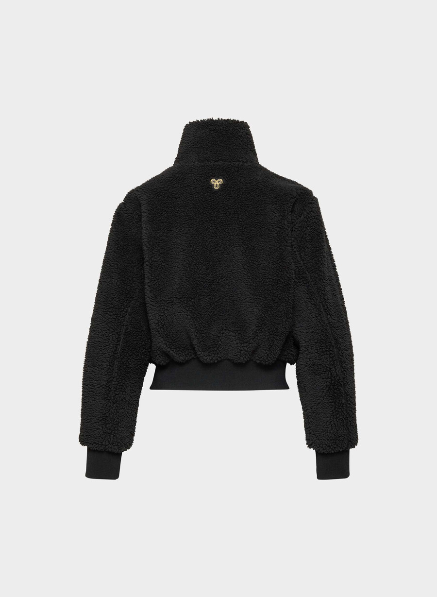 seasons mockneck zip-up nero