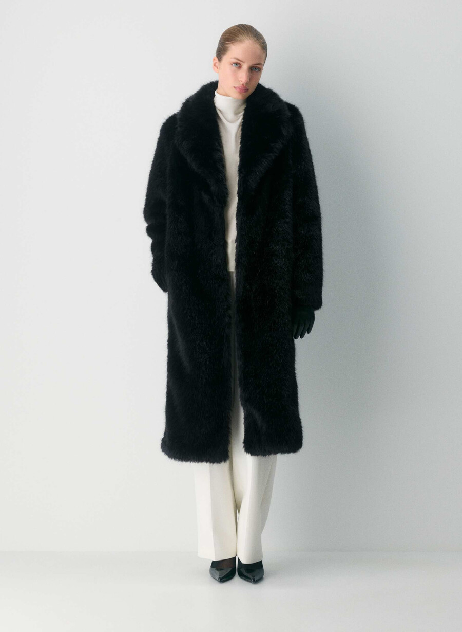 cappotto cortina - pelliccia sintetica artica nero