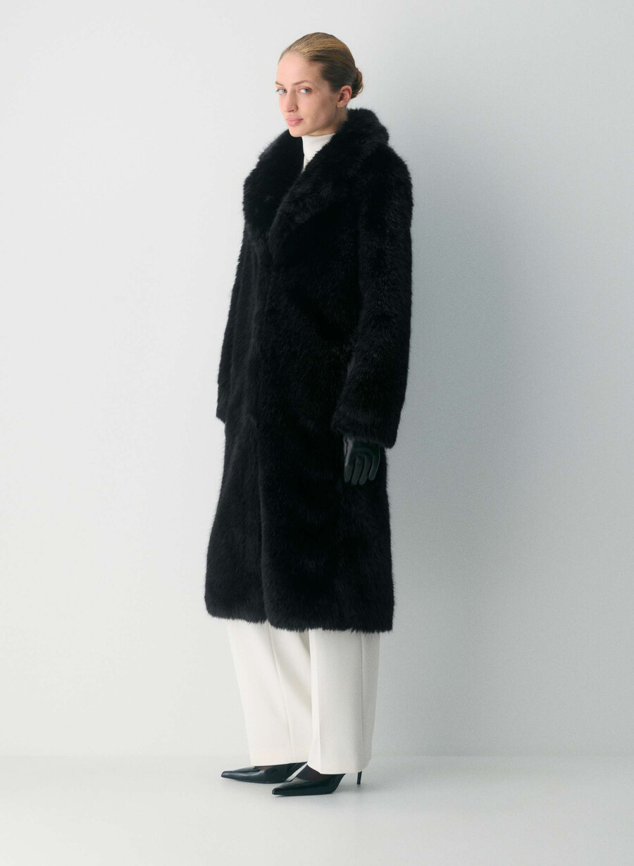 cappotto cortina - pelliccia sintetica artica nero