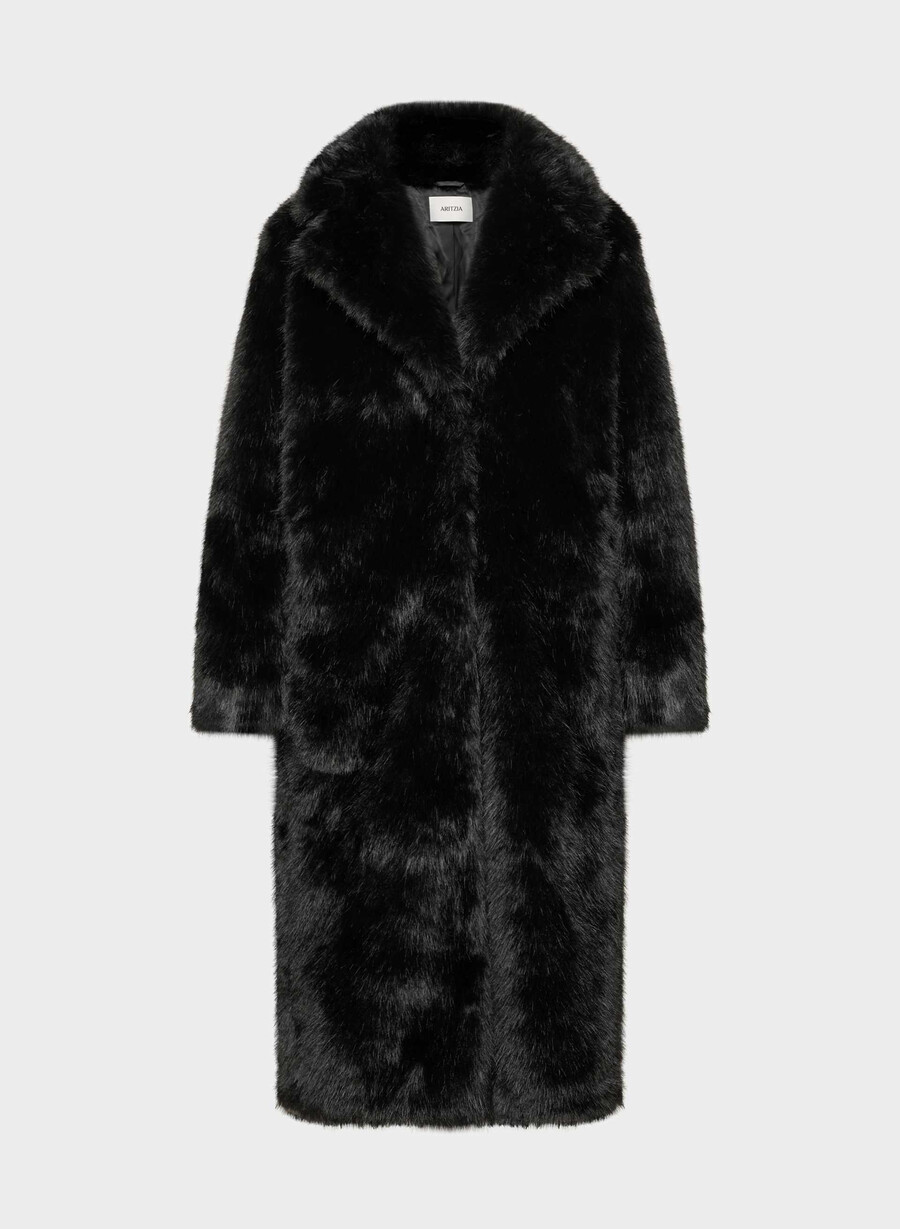 cappotto cortina - pelliccia sintetica artica nero