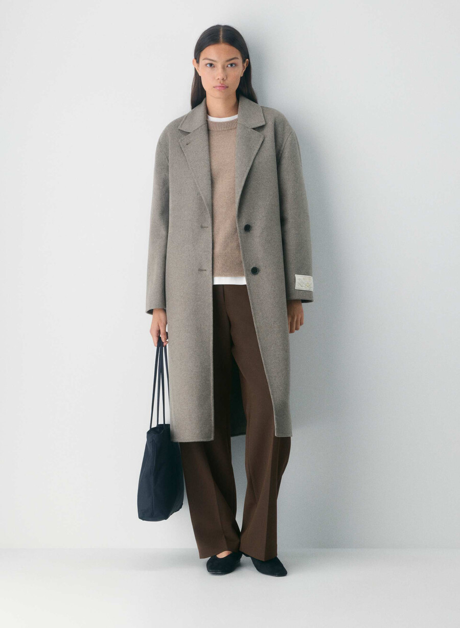 lunico cappotto double-face - luxe rewool heather dark taupe