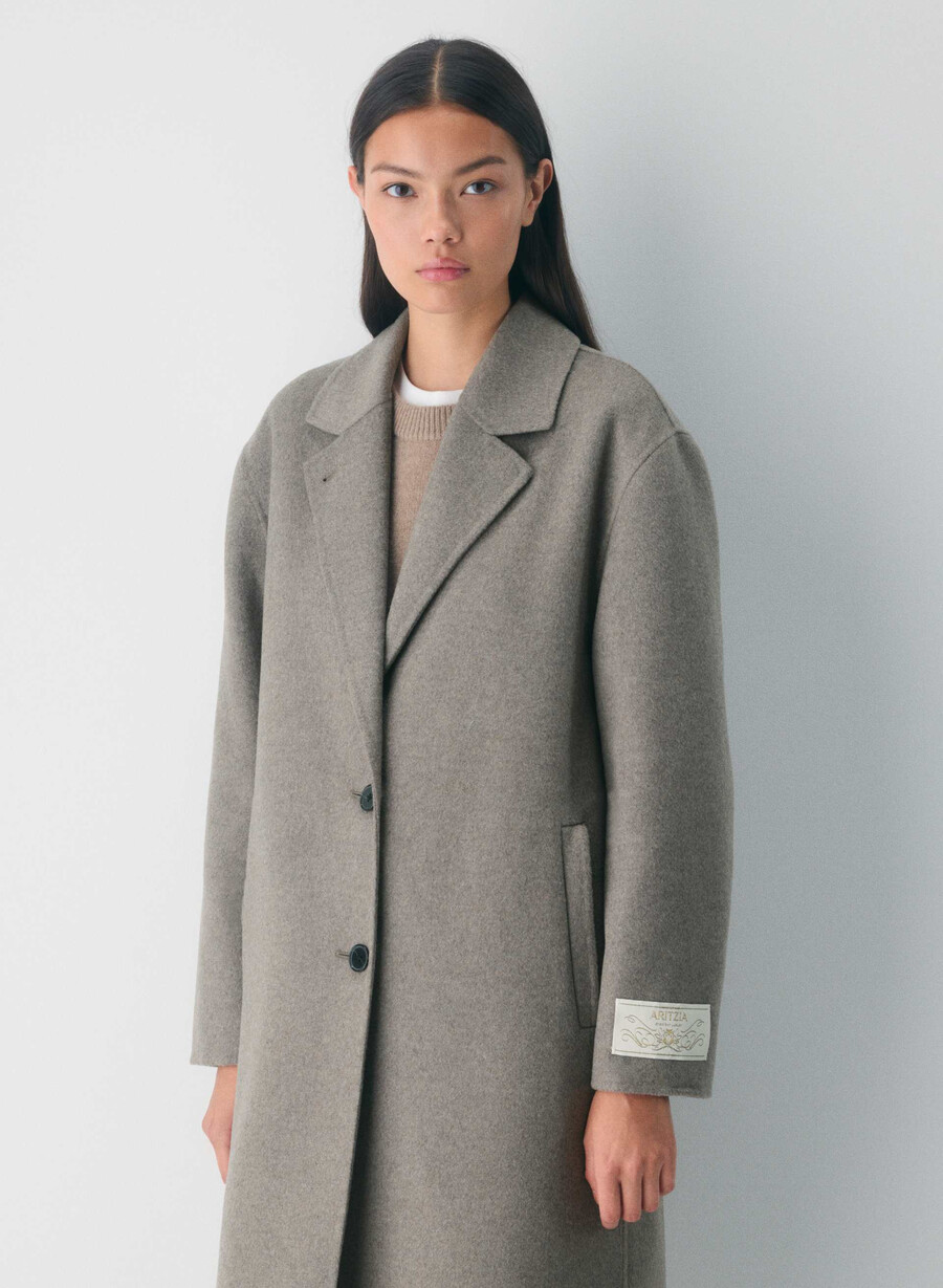 lunico cappotto double-face - luxe rewool heather dark taupe