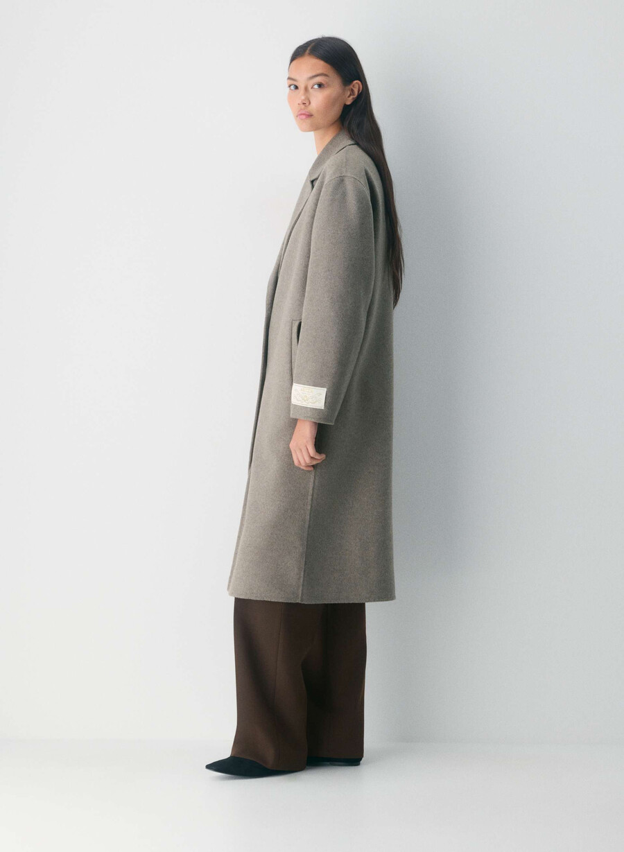 lunico cappotto double-face - luxe rewool heather dark taupe