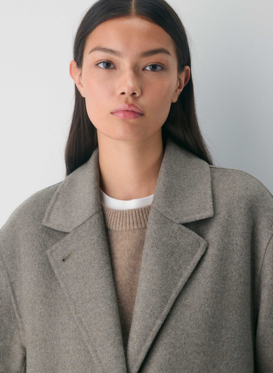 lunico cappotto double-face - luxe rewool heather dark taupe