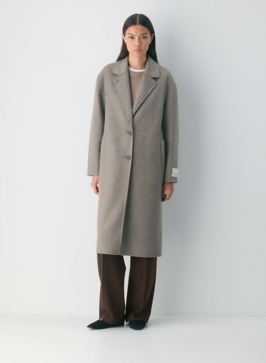 lunico cappotto double-face - luxe rewool heather dark taupe