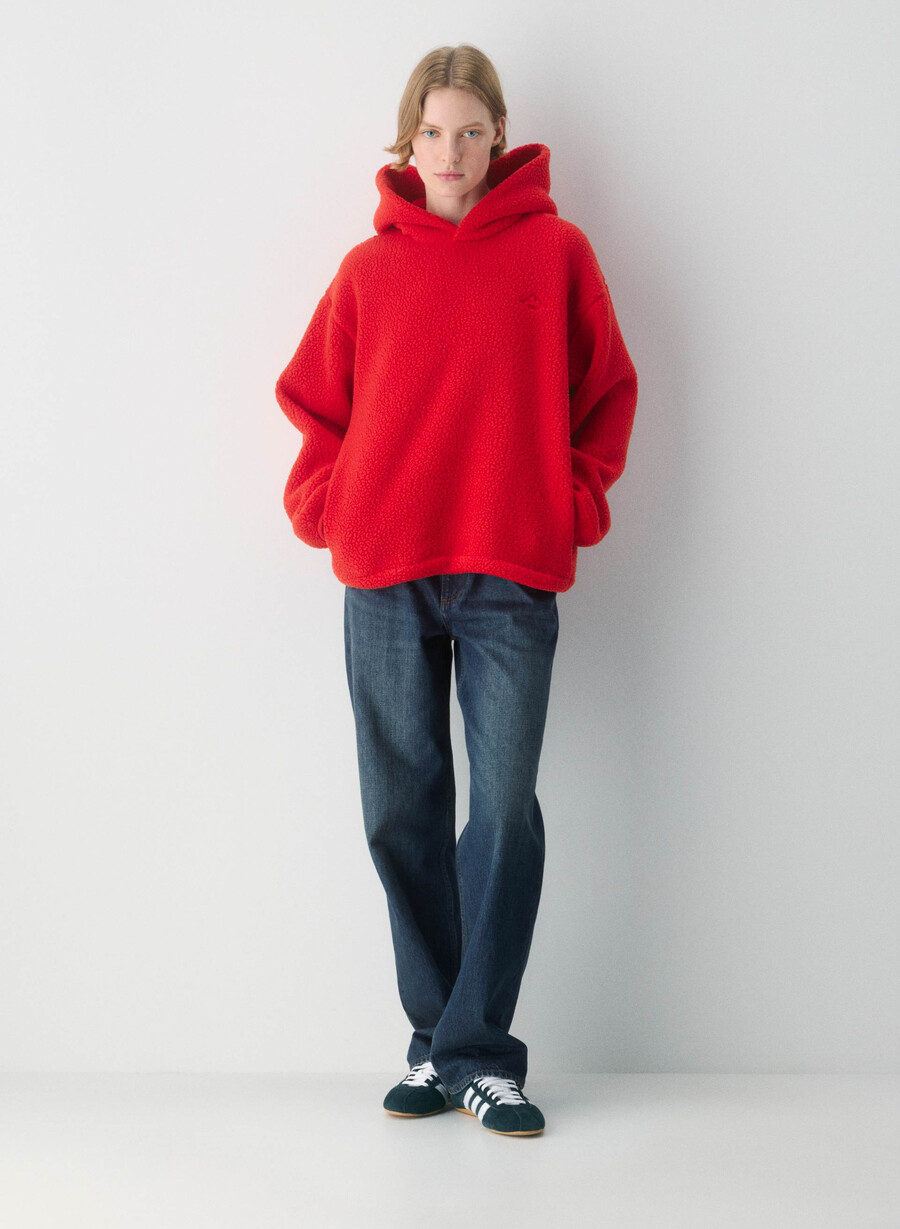 felpa con cappuccio polartec thermal pro rosso lampeggiante