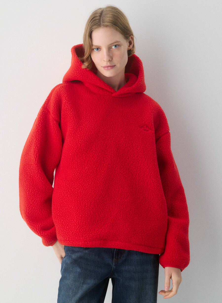 felpa con cappuccio polartec thermal pro rosso lampeggiante