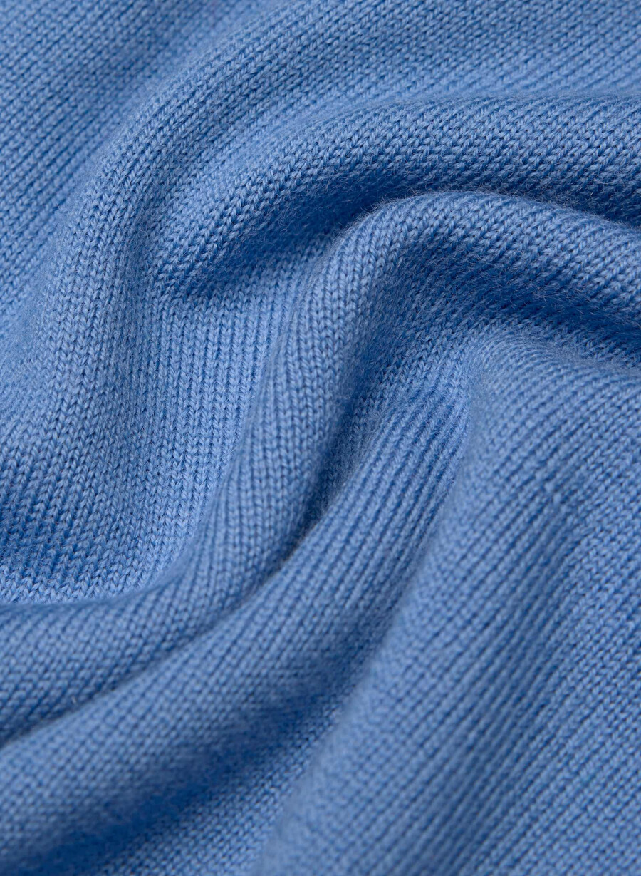 maglietta girocollo in lana merino bare blu francese