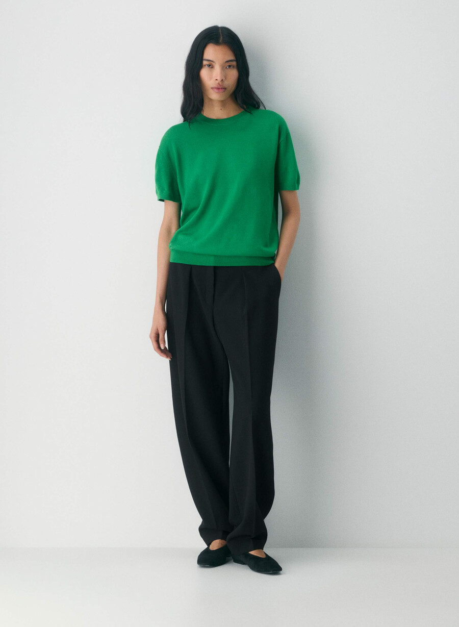 maglietta girocollo in lana merino bare memphis green