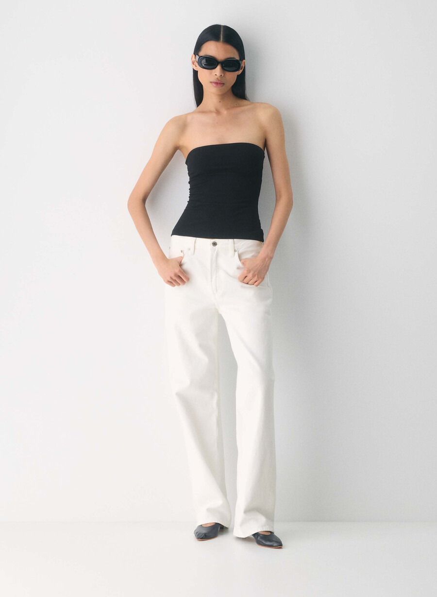 top tubino casual sagomato con fianchi alti nero