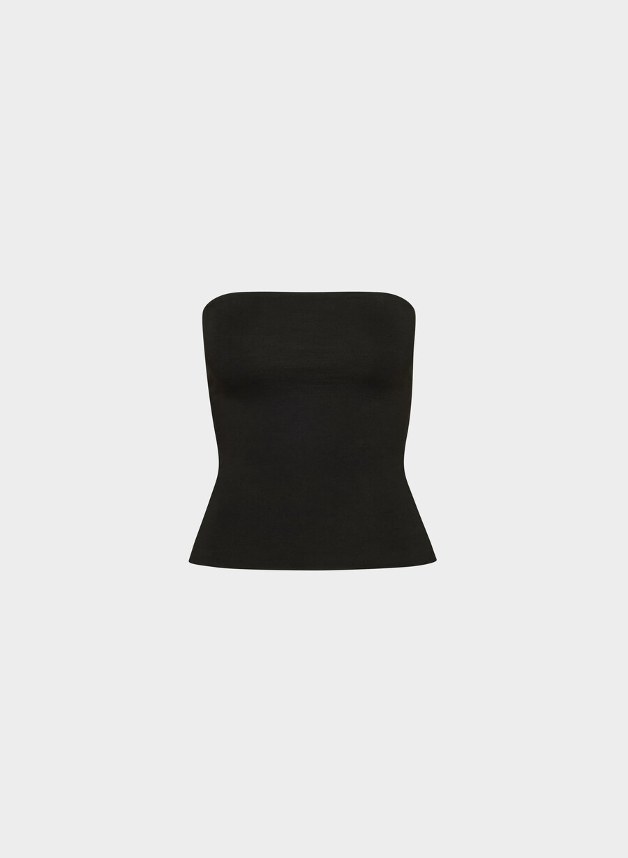 top tubino casual sagomato con fianchi alti nero