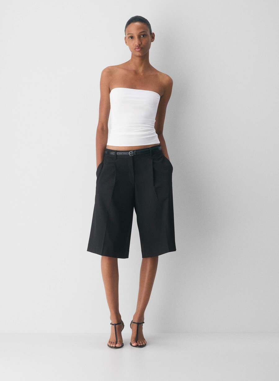 top a tubino casual con scollo a v e fianchi alti bianco