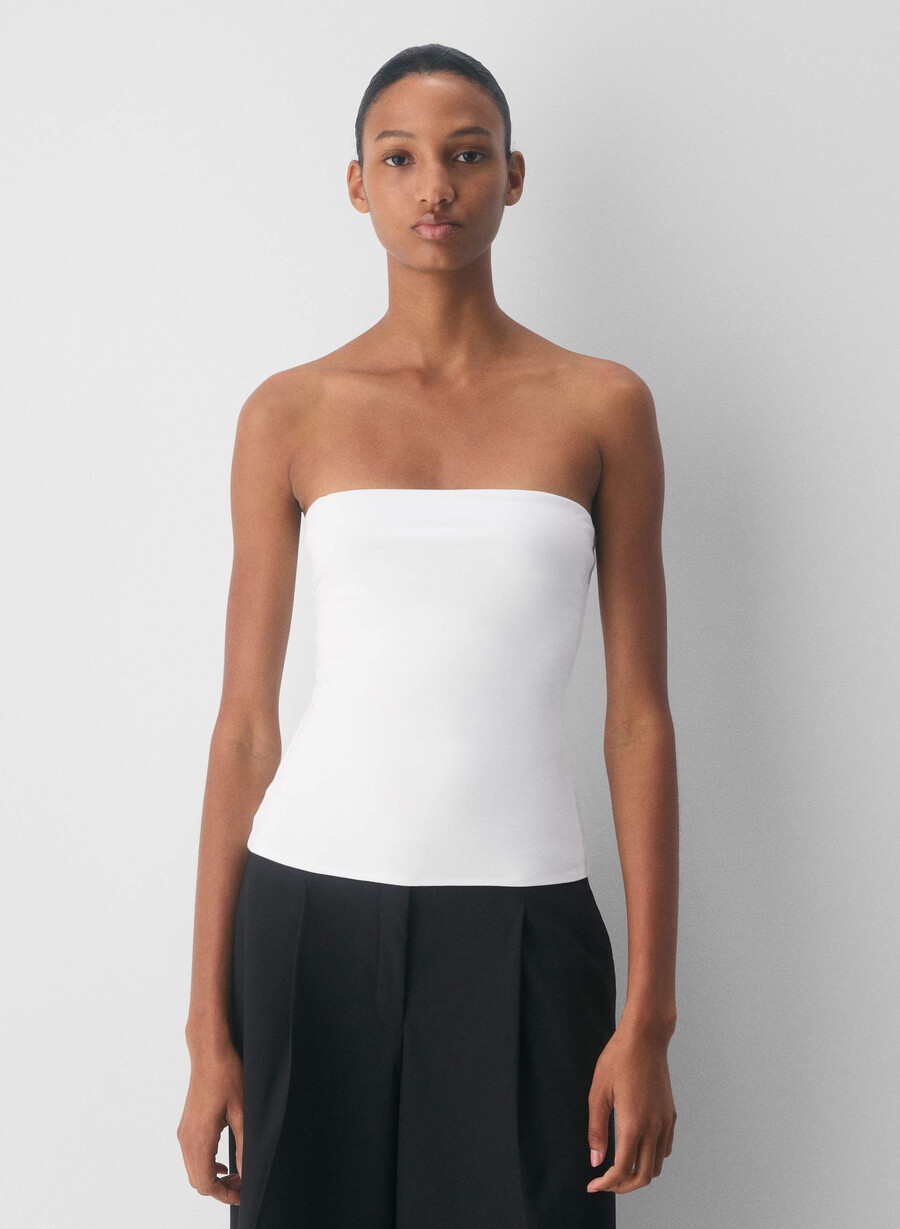 top a tubino casual con scollo a v e fianchi alti bianco
